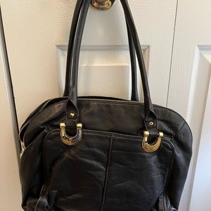 B.Makowsky Black Leather Shoulder Bag